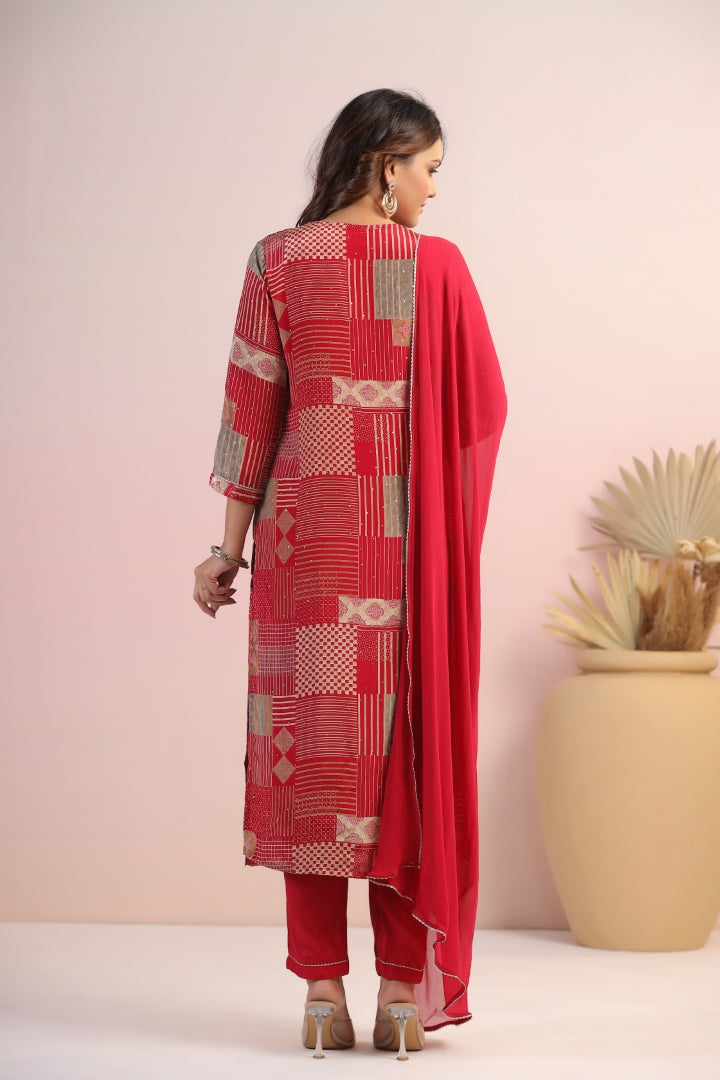 Premium Natural Crape Digital Suit Set