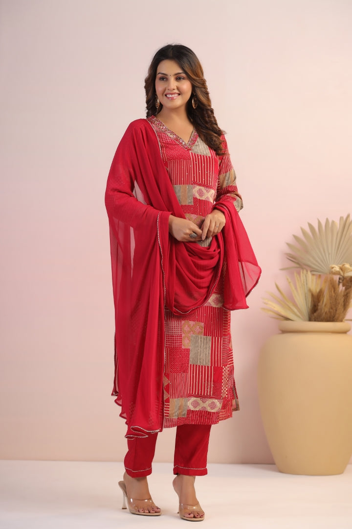 Premium Natural Crape Digital Suit Set