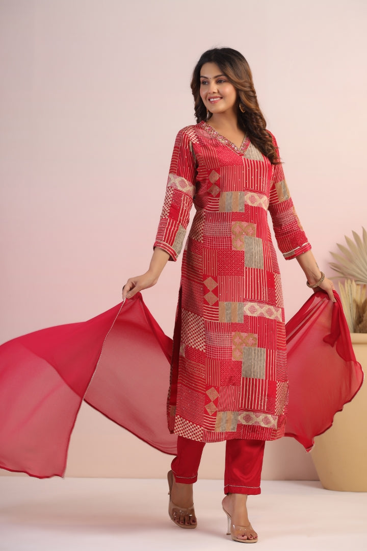 Premium Natural Crape Digital Suit Set