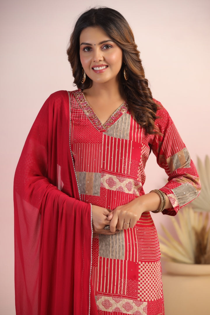 Premium Natural Crape Digital Suit Set