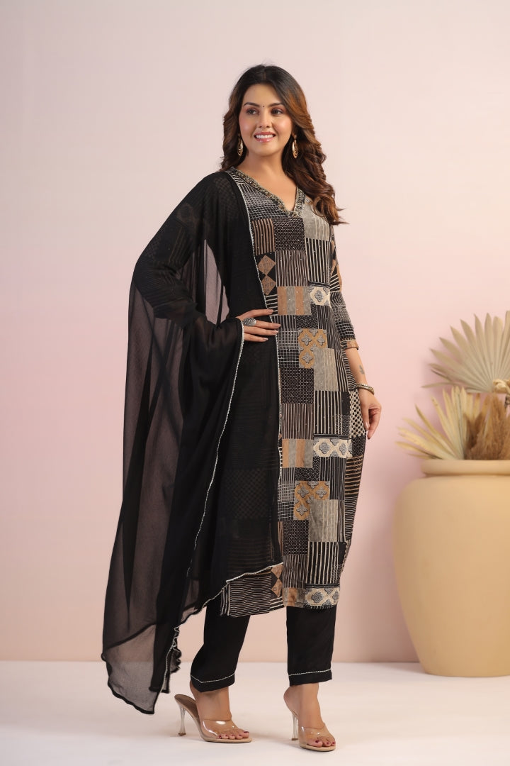Premium Natural Crape Digital Suit Set