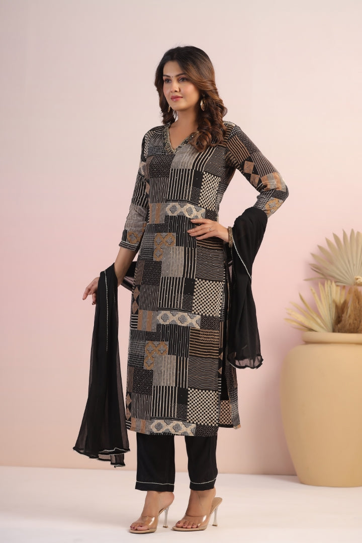 Premium Natural Crape Digital Suit Set