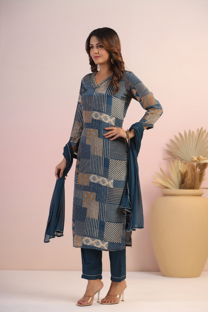 Premium Natural Crape Digital Suit Set