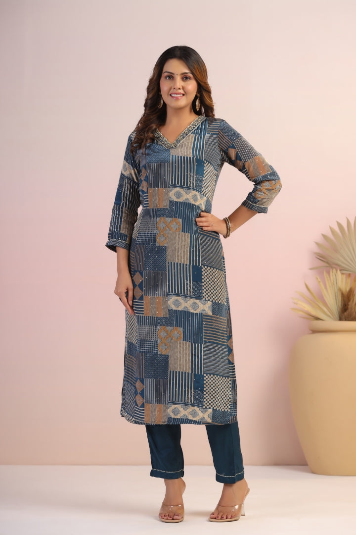 Premium Natural Crape Digital Suit Set