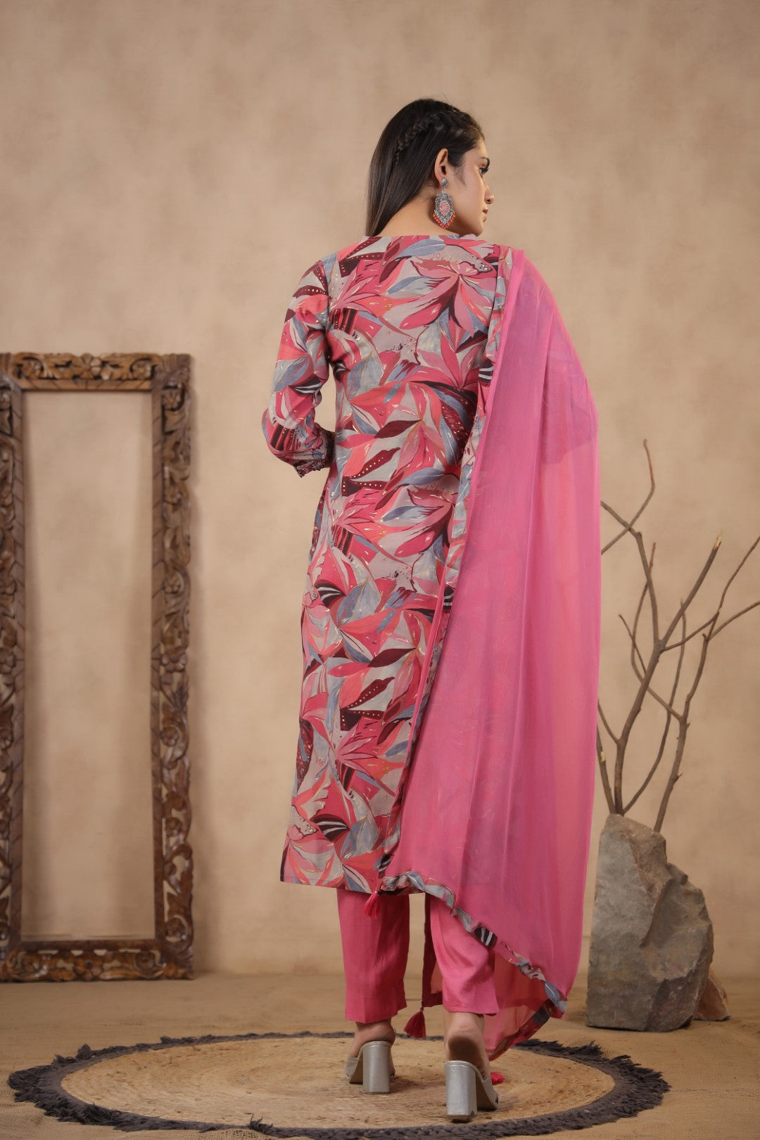 Modal-Muslin Floral Kurta Pant Dupatta Set