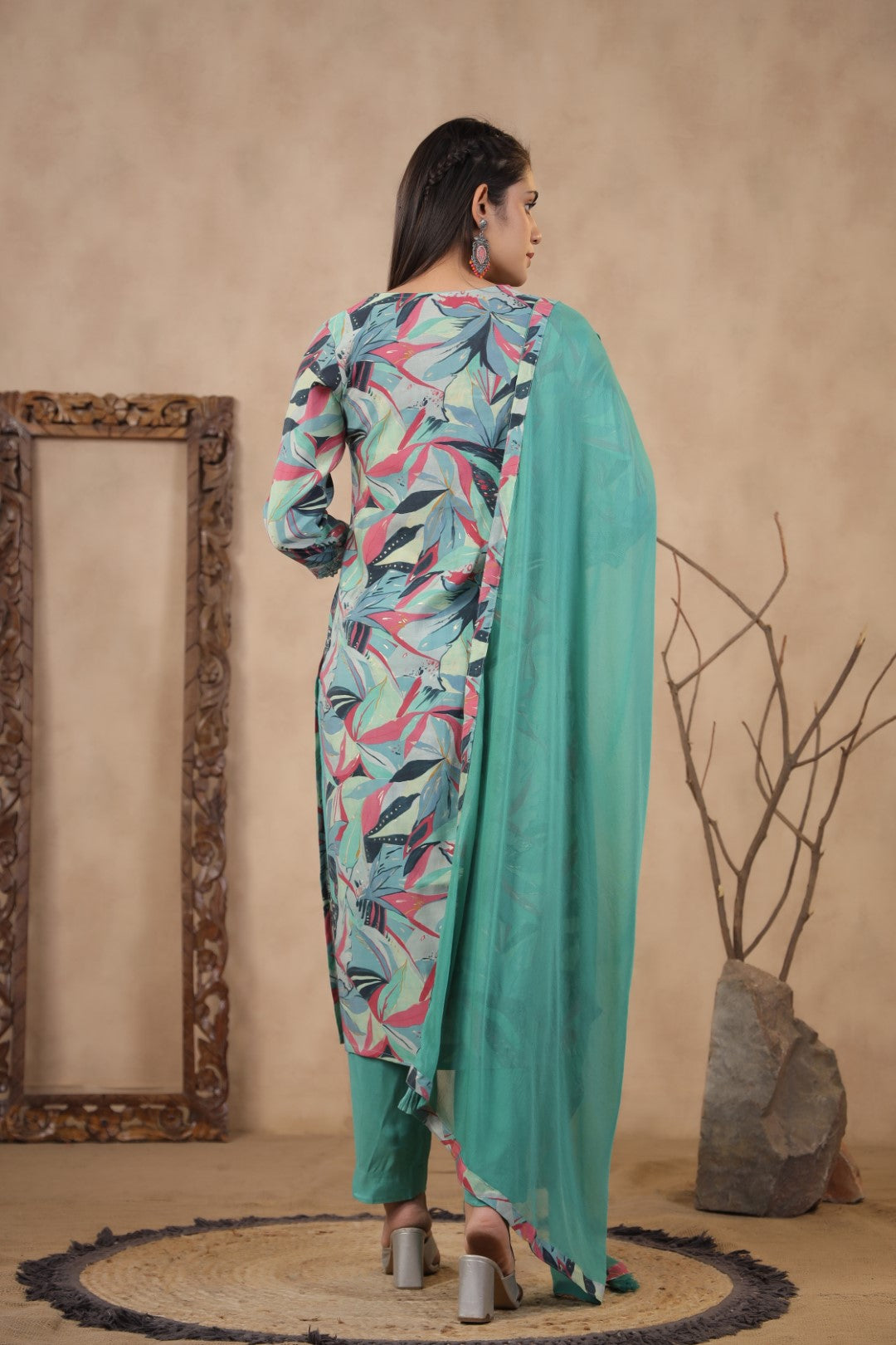 Modal-Muslin Floral Kurta Pant Dupatta Set