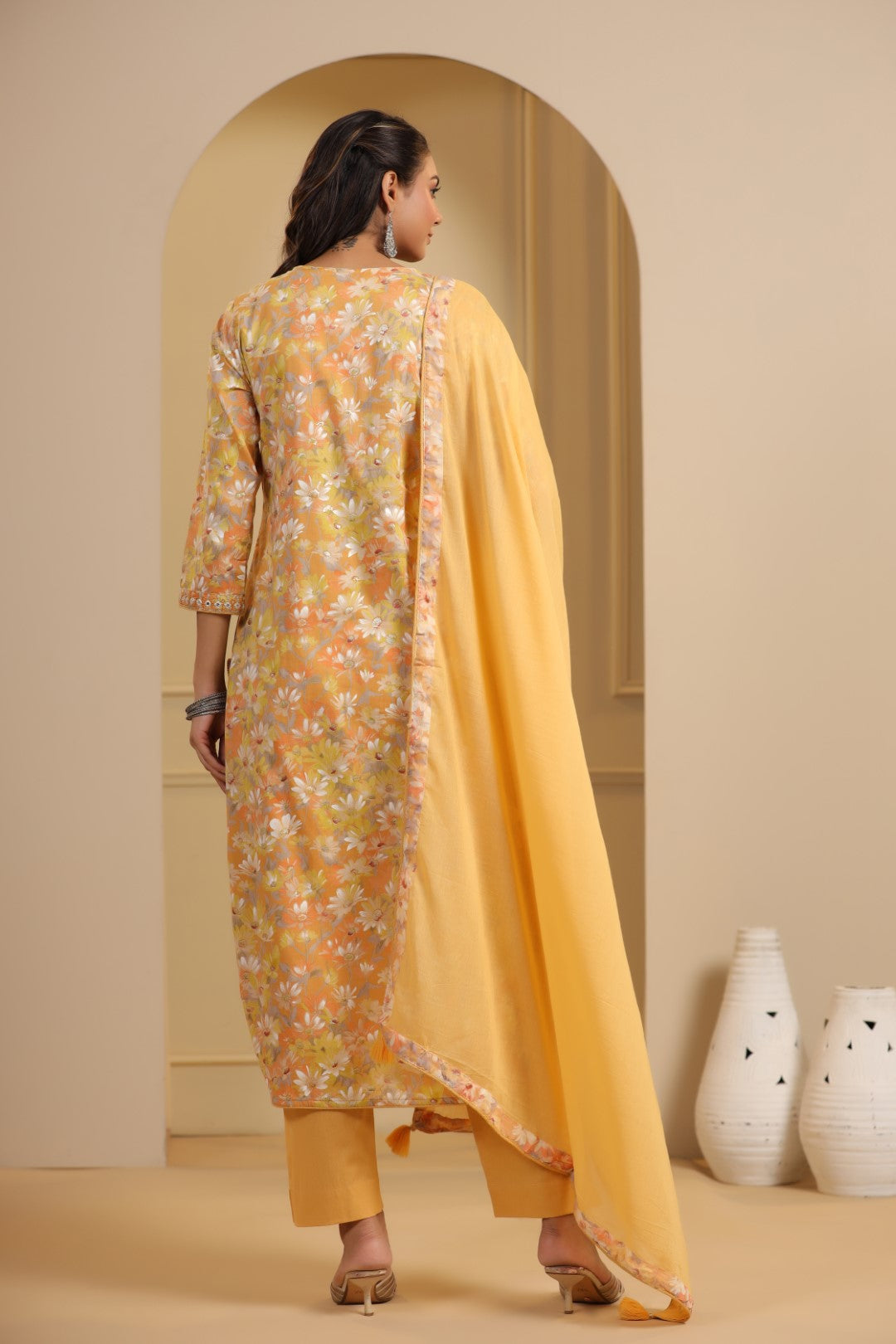 Emroided Pakistani Lawn Kurta Dupatta Pant Set