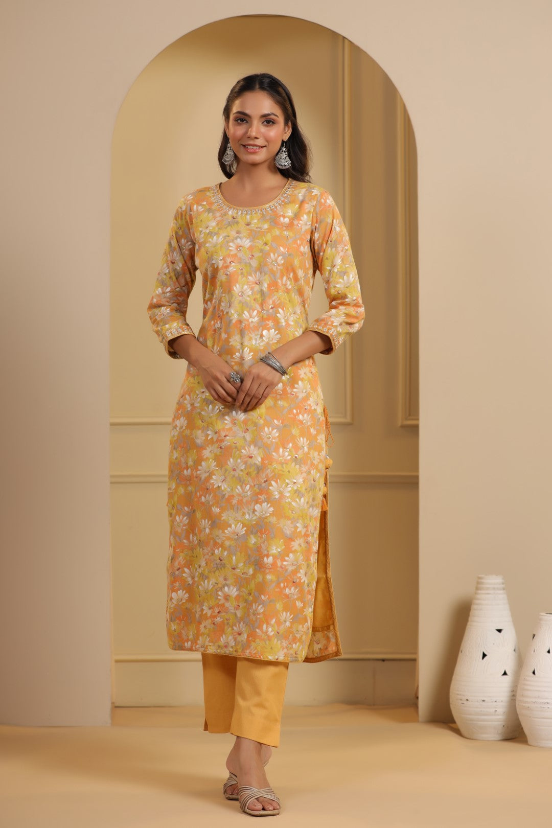 Emroided Pakistani Lawn Kurta Dupatta Pant Set