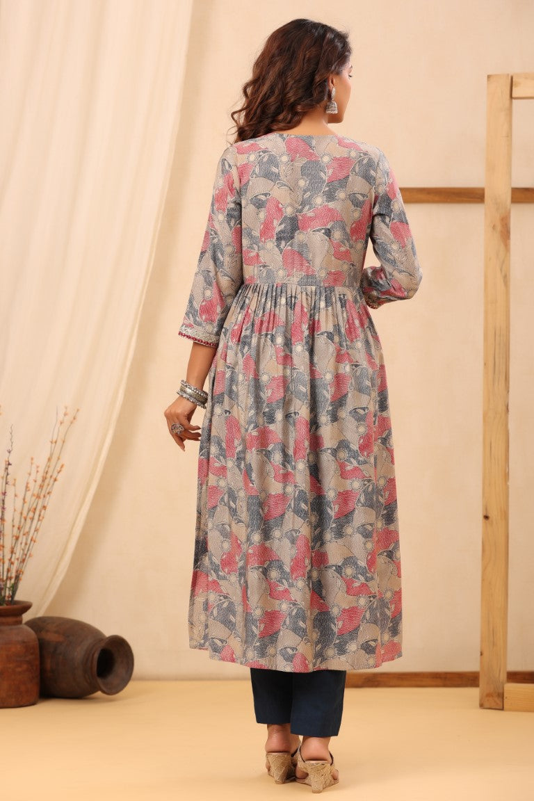 Muslin Multi Emroided Kurta