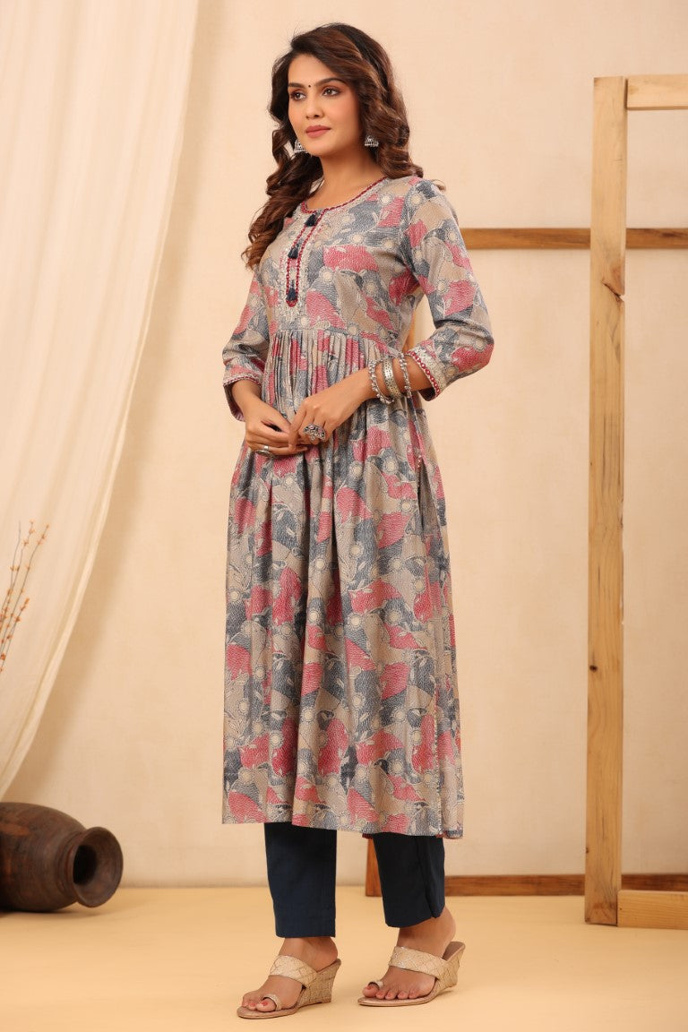 Muslin Multi Emroided Kurta