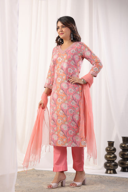 Premium Mulmul Floral Printed Suit Set