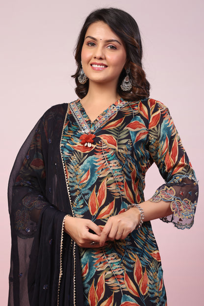 Chinnon Emroided Kurta Pant Set