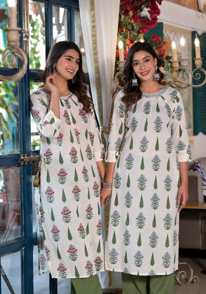 Premium Floral Cotton Printed Pant Set