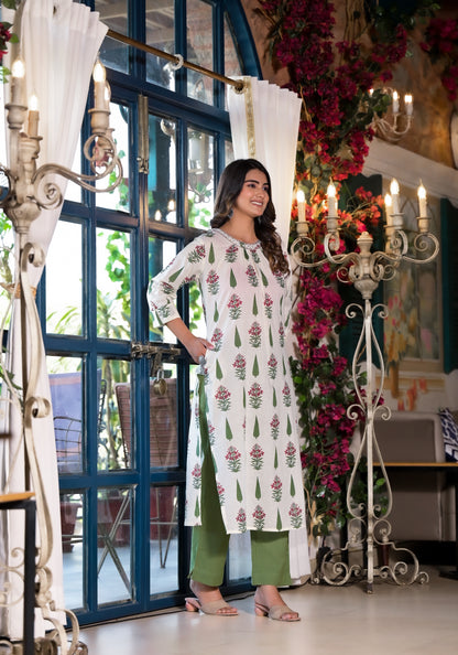 Premium Floral Cotton Printed Pant Set