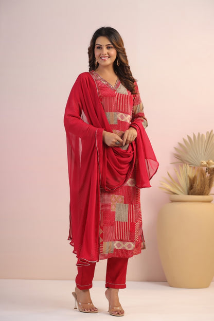 Premium Natural Crape Digital Suit Set