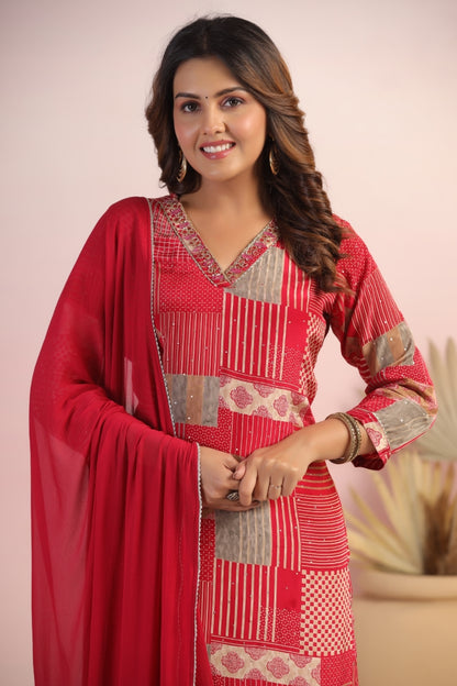 Premium Natural Crape Digital Suit Set