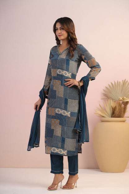 Premium Natural Crape Digital Suit Set
