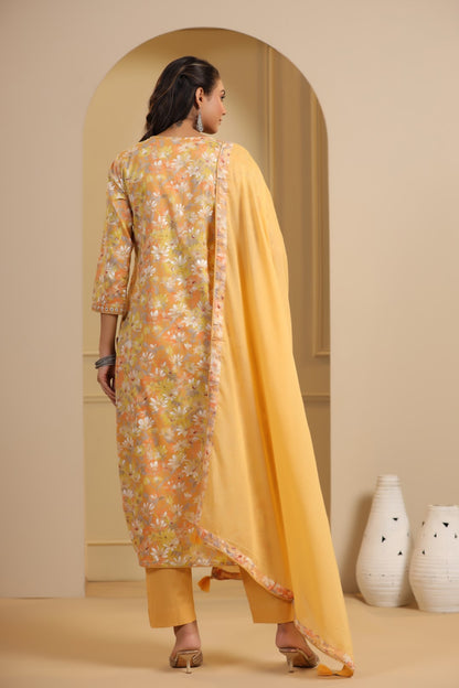 Emroided Pakistani Lawn Kurta Dupatta Pant Set